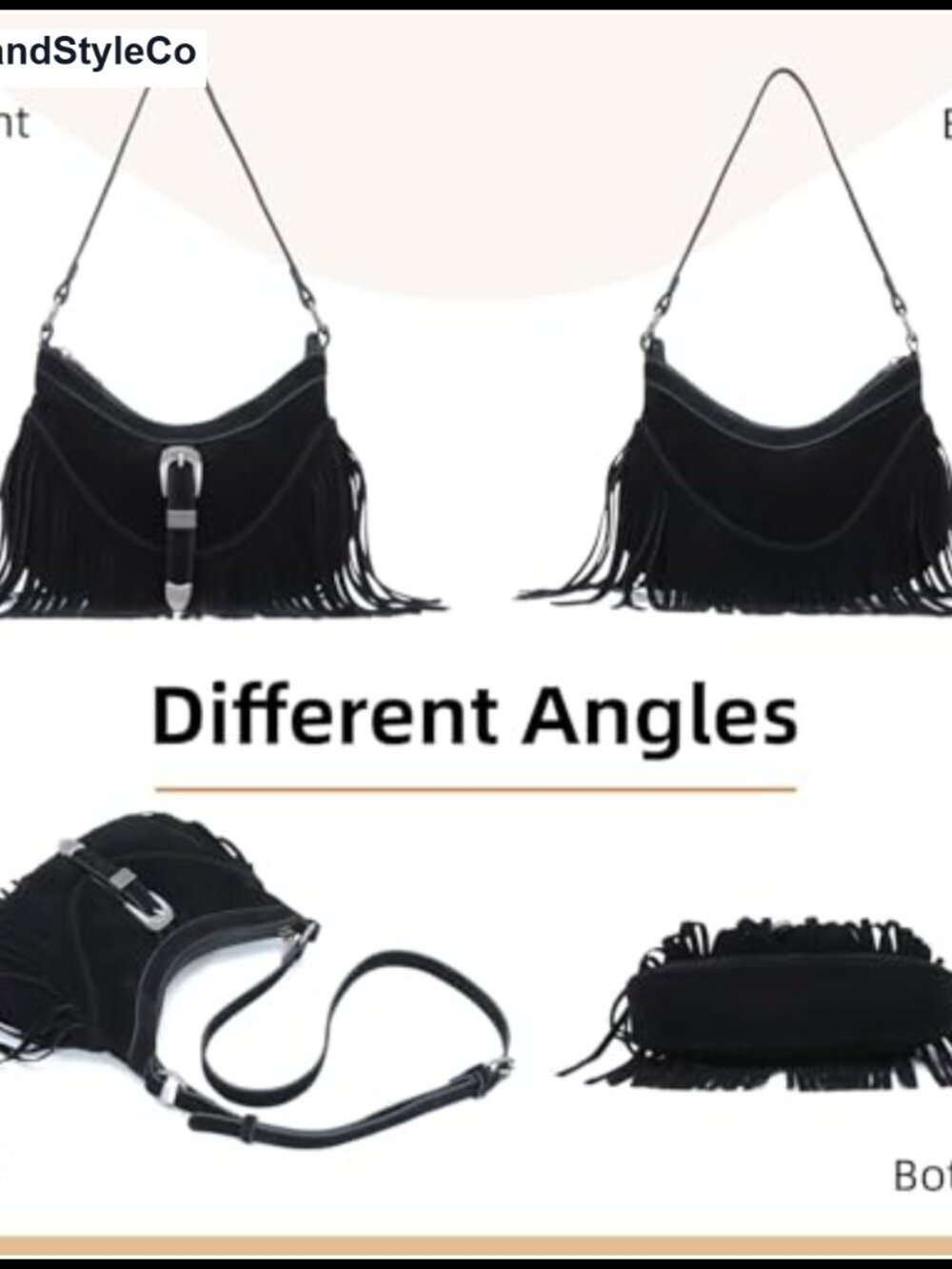 Fringe Hobo Purse Tassel Shoulder Bag Vintage Suede Handbag Hippie Western - Picture 5 of 6